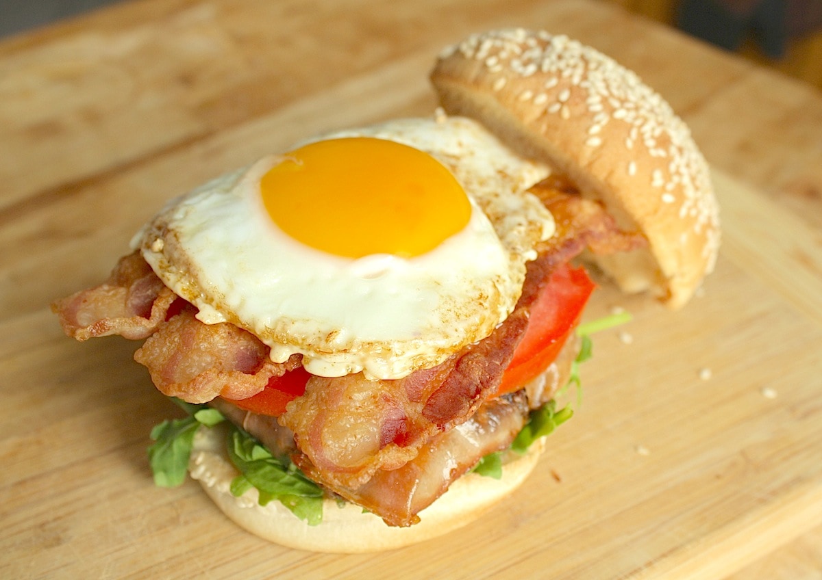 Triple-Meat Breakfast Burger | The Hungry Hutch