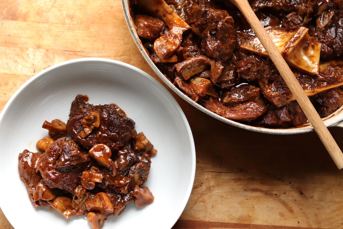 Braised Beef Neck Bones and Mushrooms | The Hungry Hutch