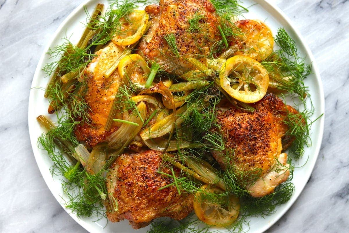 Skillet Chicken Thighs with Lemon and Fennel | The Hungry Hutch